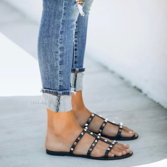 Treasured Gold Studded Sandal - Black - Picture 6 of 9